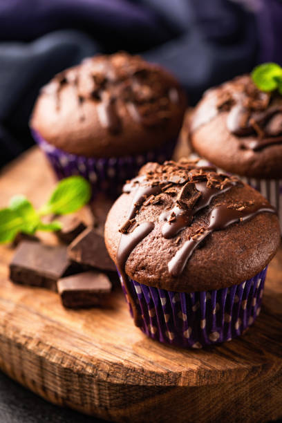 istock Chocolate cakes decorated with chocolate and mint leaf 1130465125