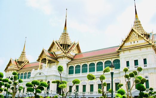 Chakri Maha Prasat Throne Hall in Wat Phra Kaew Temple and The Grand Palace at Bangkok, Thailand.