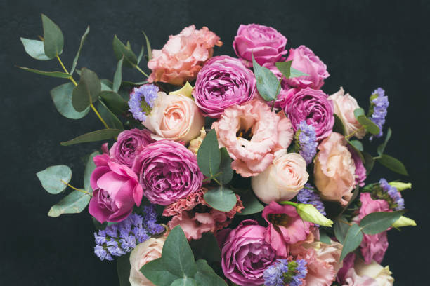 istock Bouquet of peonies and roses 1130465200