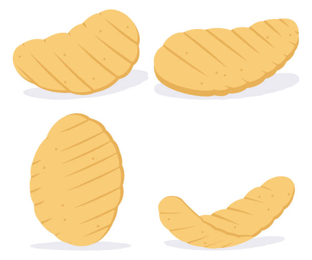 chipsy ziemniaczane. wektor kreskówka płaskie szałas izolowane na białym tle. - cooked fried backgrounds preparation stock illustrations