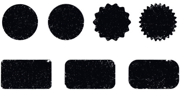 Grunge vector seal shapes Vector shapes of seven seal or labels shapes. Four are round, three rectangle rubber stamp stock illustrations