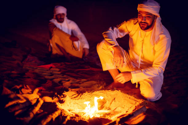 Evening with Emarati friends in the desert with a campfire