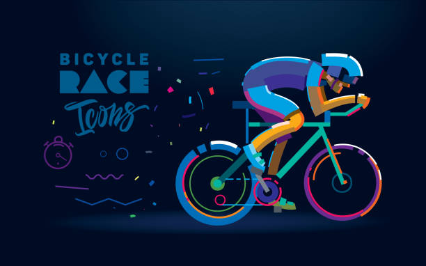 vektor-radfahrer. radsport-rennen-abbildung - racing bicycle cycling sports race bicycle stock-grafiken, -clipart, -cartoons und -symbole