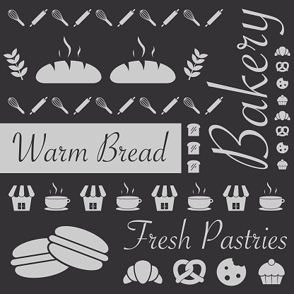 Vector of Bakery Icons Mosaic Background