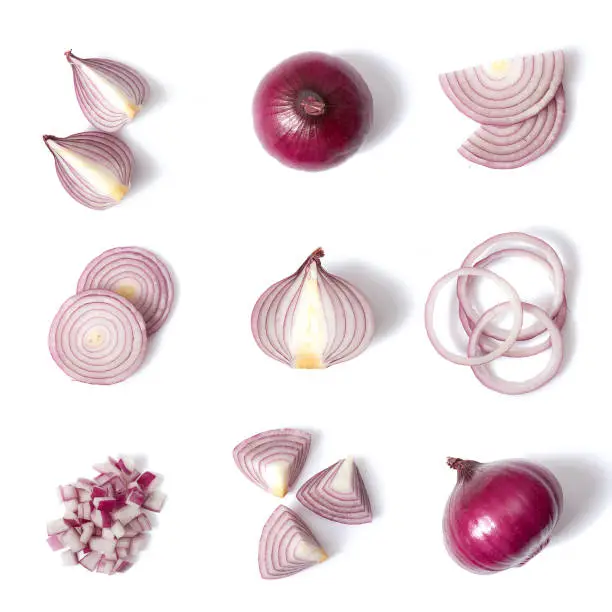 Red onion on a clear uniform background
