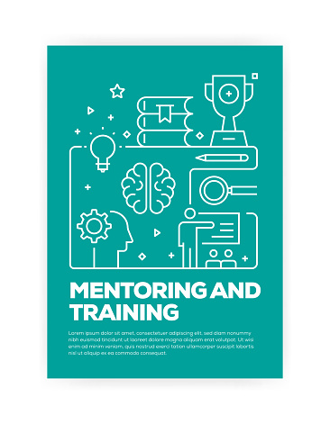 Mentoring and Training Concept Line Style Cover Design for Annual Report, Flyer, Brochure.