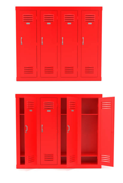 istock Red lockers. 3d rendering illustration isolated on white background 1130470568