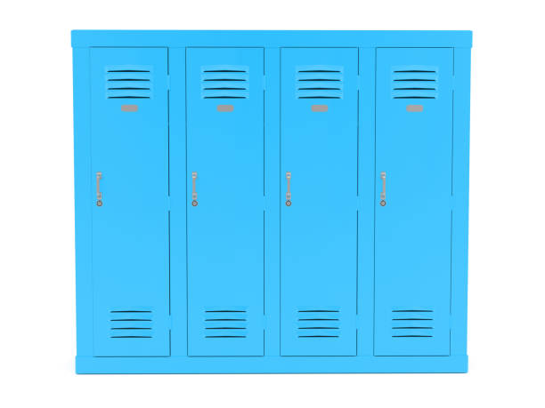 istock Blue lockers. Front view. 3d rendering illustration isolated on white background 1130470572