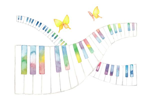 Fun music Fun music
Iridescent keyboard which dances and yellow butterfly アコーディオン stock illustrations