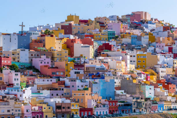 San Juan The colorful houses of San Juan, one of the five hills that were inhabited around Las Palmas de Gran Canaria since the 17th century. canary photos stock pictures, royalty-free photos & images