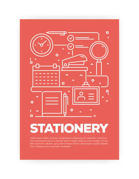 Vector illustration of Stationery Concept Line Style Cover Design for Annual Report, Flyer, Brochure.