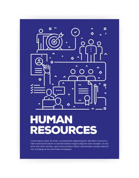 Human Resources Concept Line Style Cover Design for Annual Report, Flyer, Brochure.