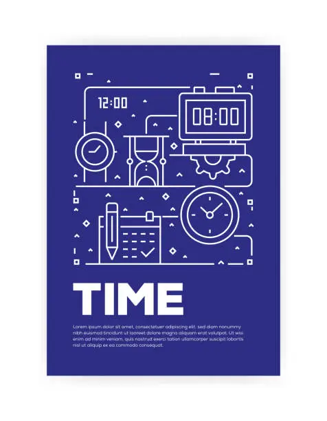 Vector illustration of Time Related Line Style Cover Design for Annual Report, Flyer, Brochure.