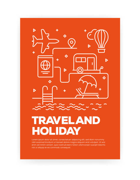 Travel and Holiday Concept Line Style Cover Design for Annual Report, Flyer, Brochure. Travel and Holiday Concept Line Style Cover Design for Annual Report, Flyer, Brochure. airport patterns stock illustrations