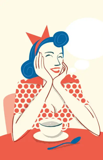 Vector illustration of Drinking coffee smiling