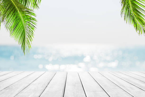 istock Blurred blue sky and sea with bokeh light 1130475873