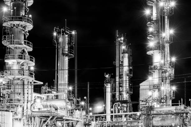 Oil refinery at night
