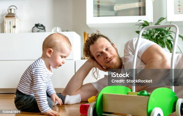 Father And Son Playing Stock Photo - Download Image Now - 12-17 Months, 30-39 Years, Adult