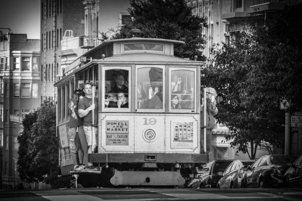 San Francisco, California - October 05 2017: Cable Car 19 traveling uphill in San Francisco, California.