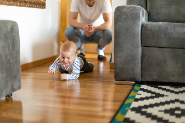 istock The baby teaches how to crawl 1130489749