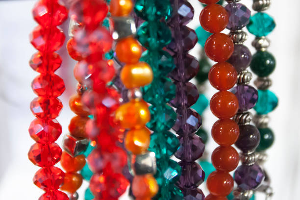istock Hanging beautiful colorful bead necklaces in store. 1130493773