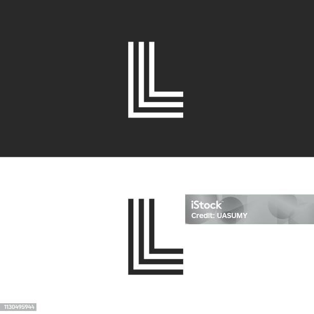 Mark L Letter Logo Monogram Simplicity Linear Style Right Angle Symbol Stock Illustration - Download Image Now