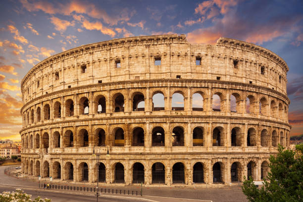 coliseum, rome, italy. - flavian amphitheater coliseum rome imagens e fotografias de stock