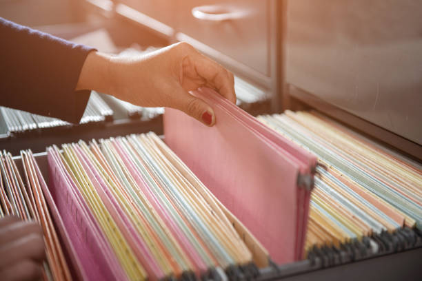 istock Important documents in files placed in the filing cabinet 1130500495
