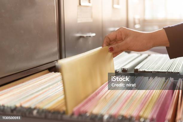 Important Documents In Files Placed In The Filing Cabinet Stock Photo - Download Image Now