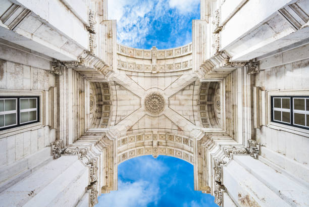 Lisbon, Portugal - November 4, 2025.  Baroque dome and facade of Igreja da Memoria, an 18th century church in the Ajuda district