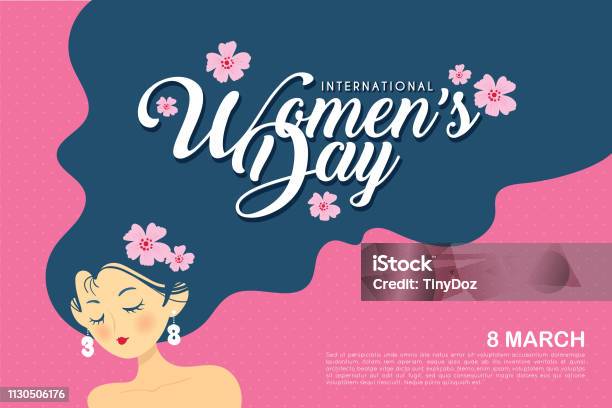 2019international Womens Daypink Stock Illustration - Download Image Now - International Womens Day, Happiness, Flower