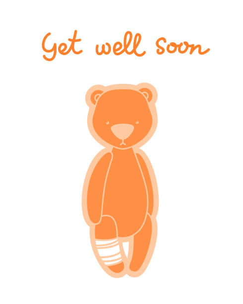 Get Well Soon Card Teddy Bear With Bandaged Leg Stock Illustration -  Download Image Now - Get Well Soon - Short Phrase, Web Banner, Animal -  iStock