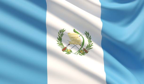 istock Flag of Guatemala. Waved highly detailed fabric texture. 1130507882
