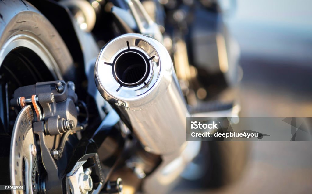 Motorcycle exhaust Motorcycle Stock Photo