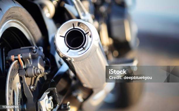 Motorcycle Exhaust Stock Photo - Download Image Now - Motorcycle, Close-up, Exhaust Pipe