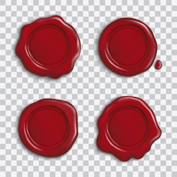 istock Vector set of empty red shiny wax seals with shadow isolated on transparent background 1130509294