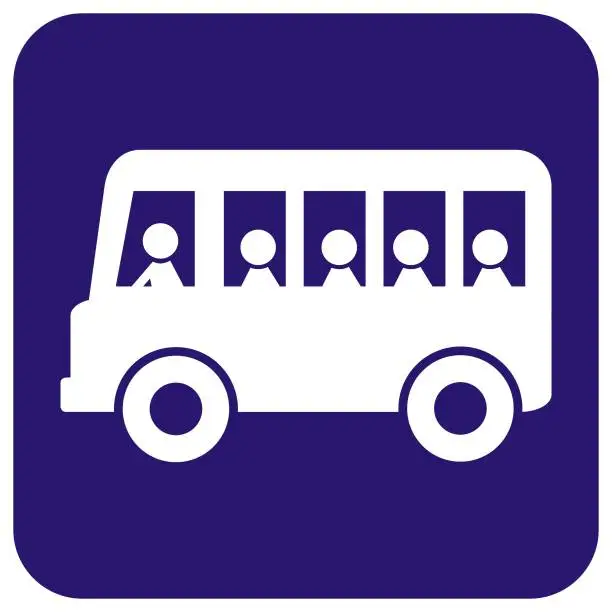 Vector illustration of bus passengers, white silhouette, bus and people