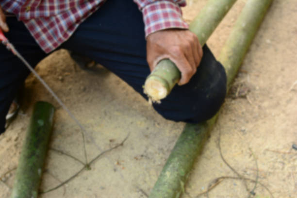 istock blurred of old man holding bamboo log 1130511999