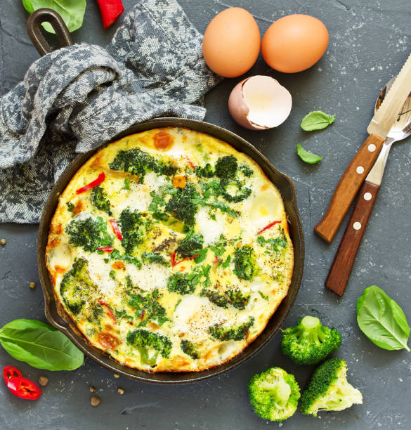 istock Frittata with vegetables and broccoli. View from above. Selective focus. 1130512323