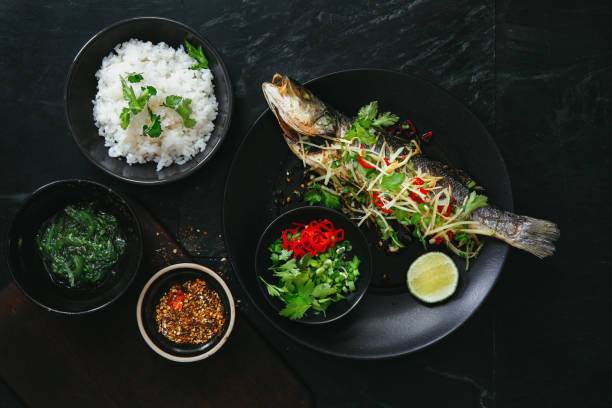 Steamed sea bass