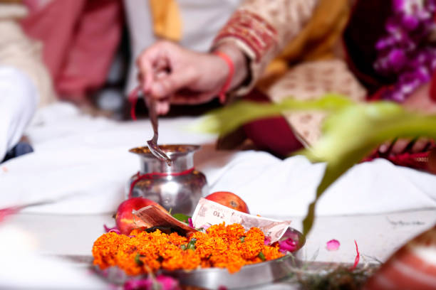 istock Hindu marriage hawan, sat fere 1130514422