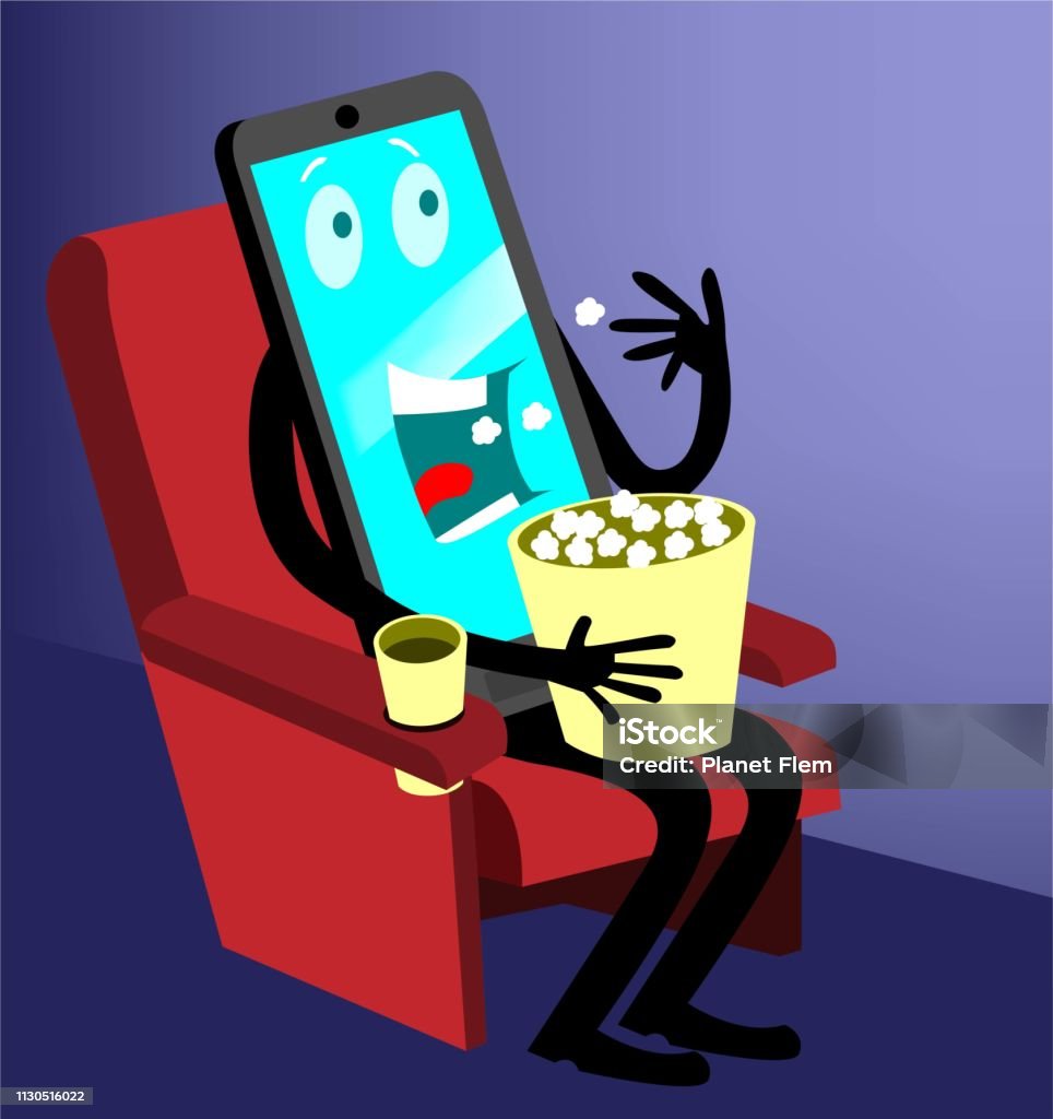 Mobile phone at the movies A cell phone at the movies. Movie Theater stock vector