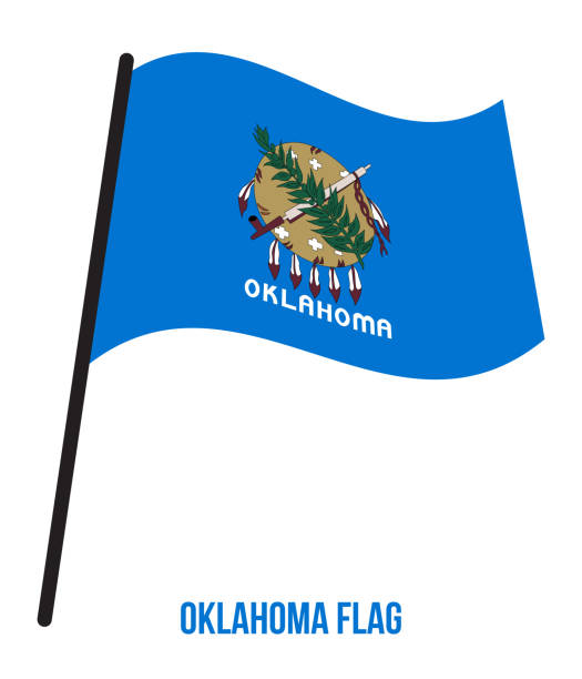 oklahoma (us-bundesstaat) flagge winken vektor-illustration auf weißem hintergrund. flagge der vereinigten staaten von amerika. - flag of oklahoma stock-grafiken, -clipart, -cartoons und -symbole