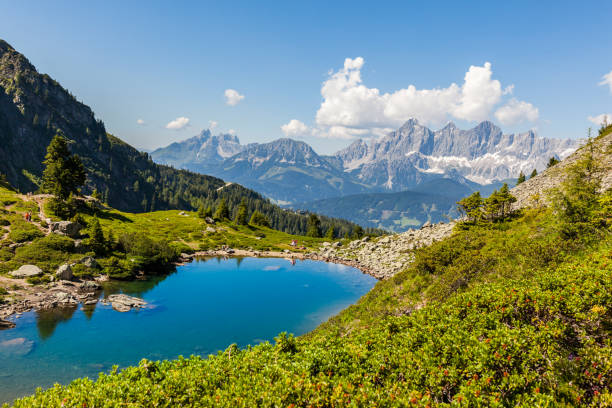 istock Lake Spiegelsee Mittersee and mountain range Dachstein in Austrian Alps 1130518058