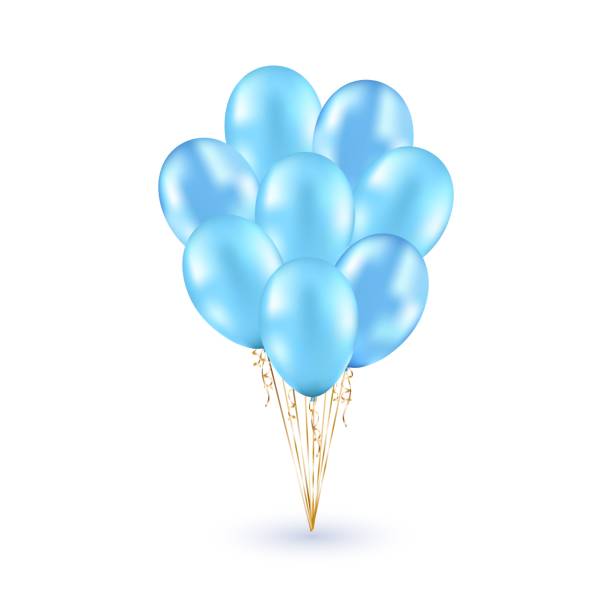 istock Set of realistic glossy blue ballons isolated in the air on white background. Vector for greeting cards, boys, event design, carnival, sale banner, social media, birthday, anniversary, celebration. 1130521641