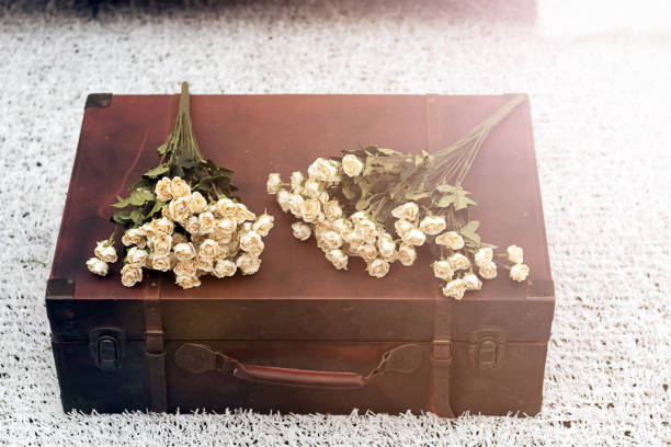 an old fashioned suitcase isolated on white
