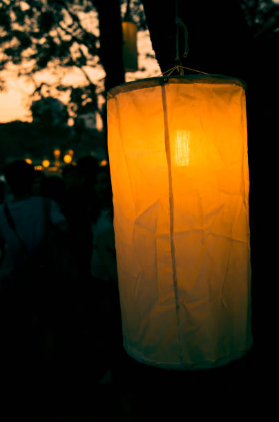 istock Antique white lanterns A beautiful orange light 1130522967