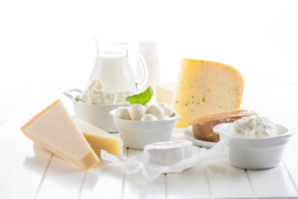 istock Variation of dairy products on white background 1130523706