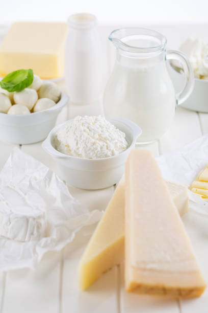 istock Variation of dairy products on white background 1130523784