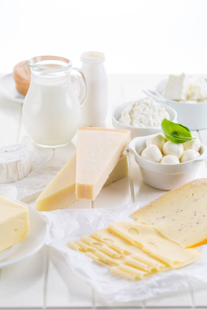 istock Variation of dairy products on white background 1130523786